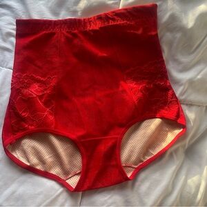 Red High-Waisted Lace Shapewear